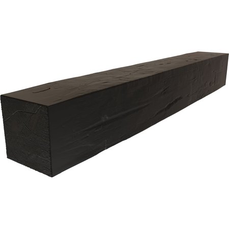 EKENA MILLWORK Hand Hewn Faux Wood Fireplace Mantel, Premium Ebony, 4"H x 6"D x 60"W MANUHH04X06X60ZB